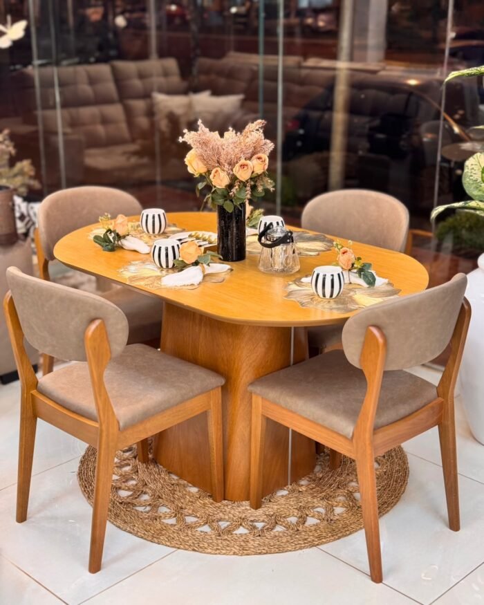 Mesa Monaco 1.40x90cm tapa de madera color almendra - Imagen 2
