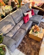 Sofa Premium de tres cuerpos. Color grafito, medidas 3mx1m
