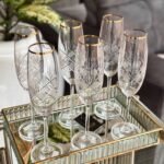 Juego de 6 copas champagne talladas