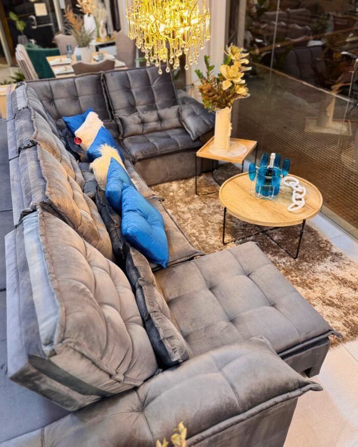 Sillon esquinero premium de 5 cuerpos gris grafito - Imagen 2